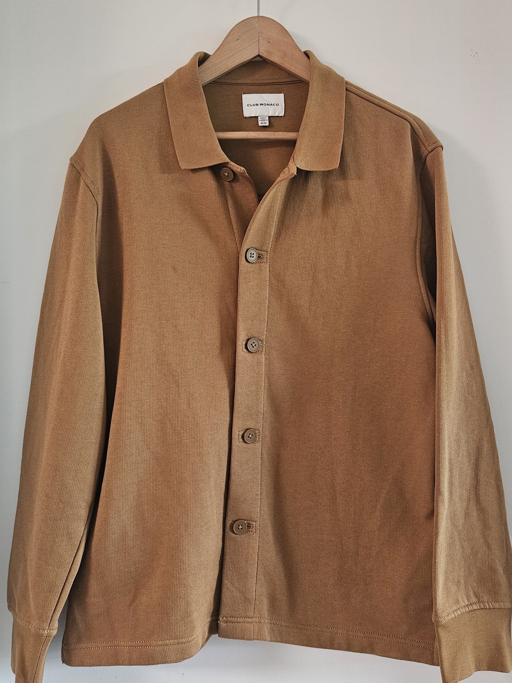 Club Monaco Men's Caramel Button-Front Shirt Jacket